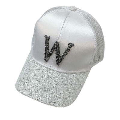

Fashion Kids Girls Boys Letter Sequin Hip-Hop Baseball Cap Summer Flat Snapback Mesh Hat Baby Caos