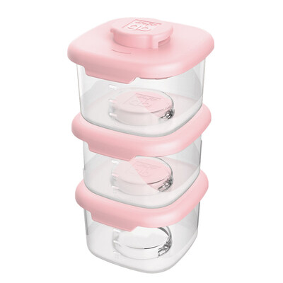 

Gb good child three-layer milk powder box baby portable storage box childrens food supplement frozen fresh food snack box pink