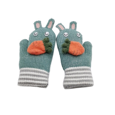 

Baby Gloves Winter Cute Cartoon Knit Wool Newborn Mittens Velvet Thick Childrens Kids Keep Finger Warm