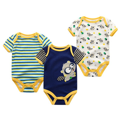 

3PCSLot Baby Boy Clothes 0-12M Newborn Cotton Baby Girls Clothes Rompers Babywear Bodysuits Clothing Sets For Babies