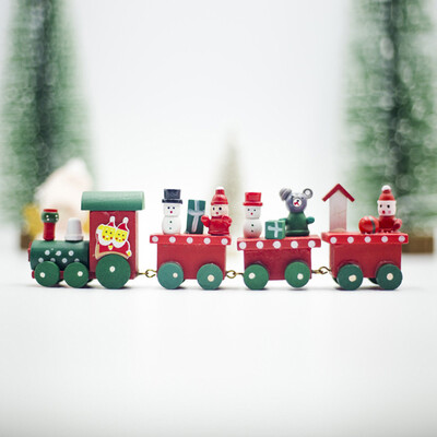 

Cute Wooden Christmas Train Santa Claus Table Ornament Xmas Tree Kid Gift Home Decor