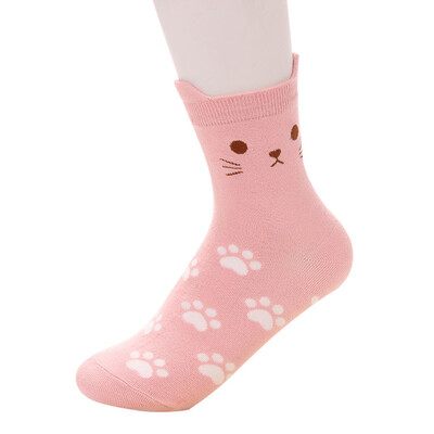 

1Pair Candy Color Cat Footprint Socks Cute Cartoon Sexy Korean Women Fashion Cotton Tube Socks