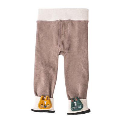 

Girls Leggings Cotton Baby Girls Plus Velvet Thickening Cute Cartoon Kitten Nine Pants Autumn And Winter