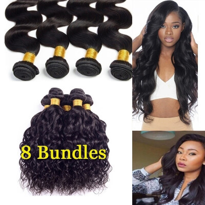 

Willstar 48 Bundles Womens Fashion Wigs Brazilian Body Wave Hair Black Wigs 16"18"20