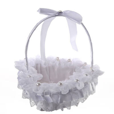 

Romantic Basket Wedding Decor Collection Flower Basket Satin Rose Petals Holder for Wedding Party Decoration