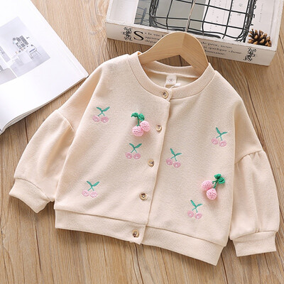 

Autumn Children Clothes Toddler Baby Kids Girls Jacket Cherry Button Girls Jacket Coat Kids Casual Outwear