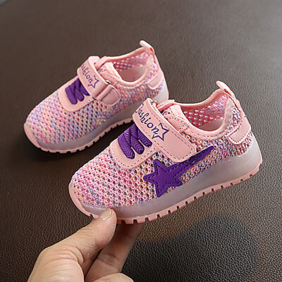 

Boys Girls Casual Sport First Walkers Shoes Kids Breathable Anti-Slip LED Light ShoesChildren Soft Soled 1-5Y