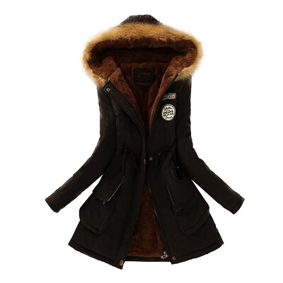 

Women Autumn Winter Warm Long-sleeved Hooded Coat Cotton Jacket Solid Color Light Down Tops