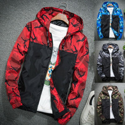 

Mens Casual Hooded Coat Slim Jacket Overcoat Thin Windbreaker Hoodie Zipper Up