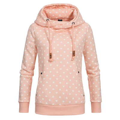 

Women Hoodie Long Sleeve Heart Print Hooded Sweatshirt Loose