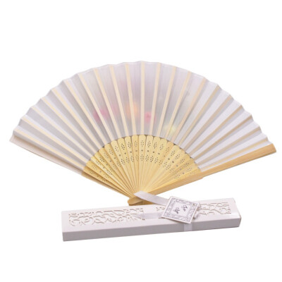 

Wedding Decoration Back Ceremony Solid Color Elegant Silk Cloth Folding Fan 12 Colors Party Decoration