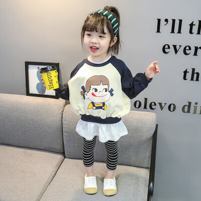 

Autumn Kids Baby Girls Clothes Tops Sweatshirts Cartoon Patchwork Design Casual Toddler Long Sleeve Outerwear T Shirt