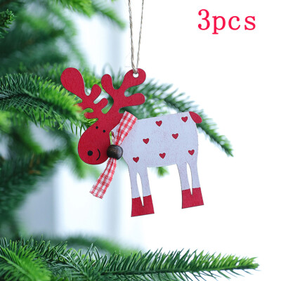 

Gobestart Christmas Wooden Elk Small Pendant Christmas Tree Hanging Pendant 3 Packs