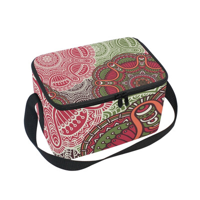 

ALAZA Insulated Lunch Box Colorful Bohemia Lunch Bag for Men Women Portable Tote Bag Cooler Bag