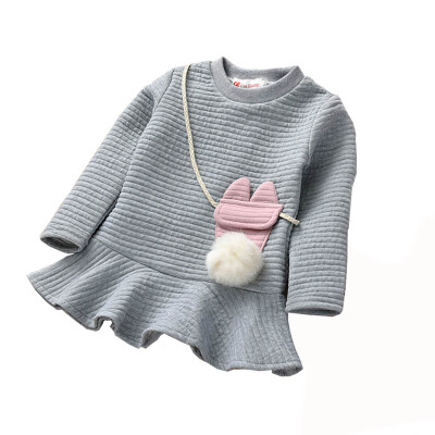 

Causal Dress For Girl Long Sleeve Kids Clothes Autumn Dresses Baby Dress Solid Kids Girl Dresses