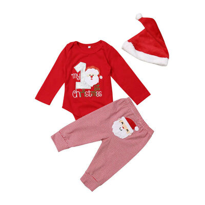 

Christmas Newborn Kids Baby Girl Boy Clothes Jumpsuit Pants Xmas Sets 3Pcs 0-12M