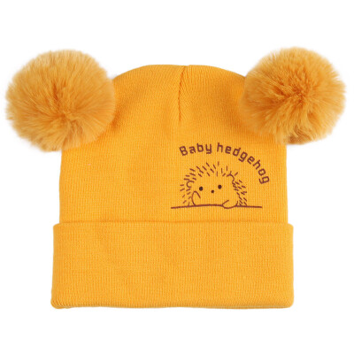 

Cute Winter Newborn Cute Warm Kids Girls Boys Baby Cartoon Bear Hats Knitted Wool Hemming Caps With Ball