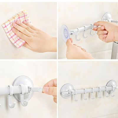 

Siaonvr Wall Vacuum Rack Suction Cup 6 Hooks Towel Bathroom Kitchen Holder Sucker Beige