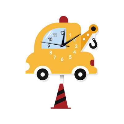 

Cartoon Crane Wall Clock Home Vehicle Pendulum Clock Children Bedroom Living Room Kindergarten Decor