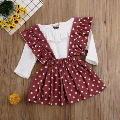 

US Newborn Baby Girl Ruffle Long Sleeve Bodysuit Tops Strap Dress Outfit Clothes