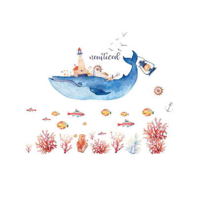 

60x90CM Cartoon Sea Fish Pattern Removable Background Wall Sticker Environmentally Friendly Wall Decal
