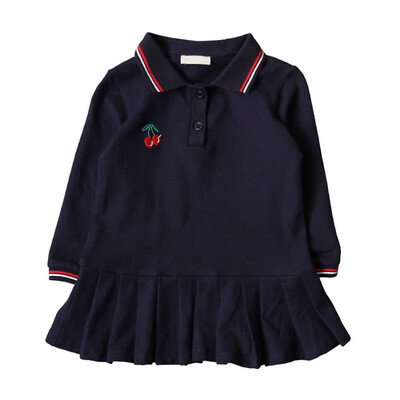 

Autumn Casual Baby Girls Long Dress Sleeve Fruit Cherry Print Dress Kids Princess Pageant Dresses