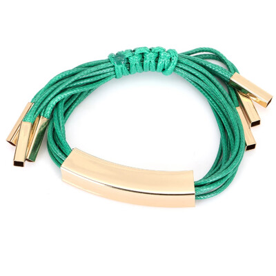 

New Coming Gold Color Geometric Tube Leather Bracelets Multilayer Braided Leather Rope Charm Bracelets For Women Men