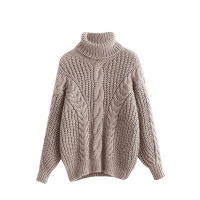 

Women High Street Turtleneck Sweaters Knitwear Autumn Winter Pullover Solid Color Yellow Sweater Femme Jumper
