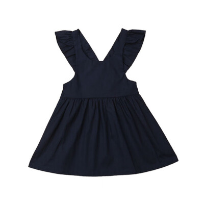 

Summer Casual Baby Girls Flare Sleeve Solid Print Dress Kids Toddler Sleeveless Pageant Sundress Cute Dress 3-7Y