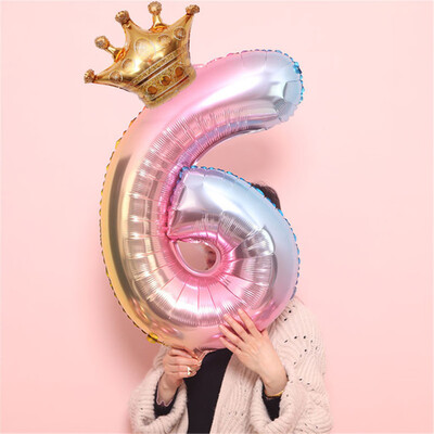 

Siaonvr Crown Number Foil Balloons Number Ballon Happy Birthday Party Decoration 32 Inch