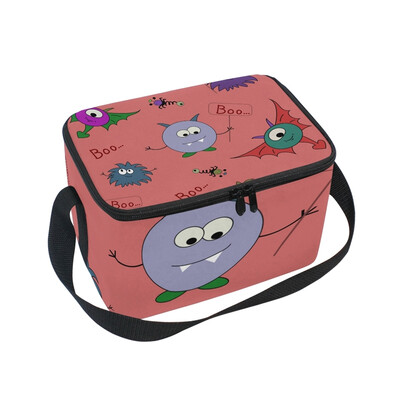 

ALAZA Cartoon Monsters Lunch Box Insulated Lunch Bag Large Cooler Tote Bagfor Men Women