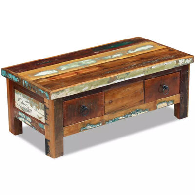 

Coffee Table Drawers Solid Reclaimed Wood 354"x177"x138