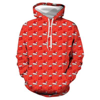 

Toponeto Mens Casual Christmas Lover 3D Print Party Long Sleeve Hoodie Top Blouse