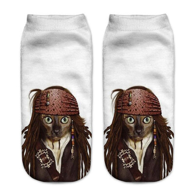 

1Pair 3D Socks Funny Low Cut Ankle Socks Unisex Adult Elastic Sock Cute Animal Cat Print Socks