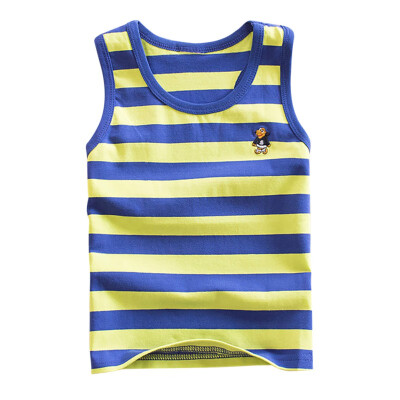 

Summer Kids Boys And Girls Colorful Striped Cotton O Neck Vest Tops Children Clothing For 3-7 T