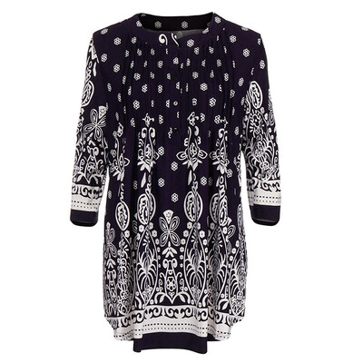 

Autumn Floral Print Loose 34 Sleeve T-Shirt Women Fashion Round Collar Casual Simple Wild T-Shirt