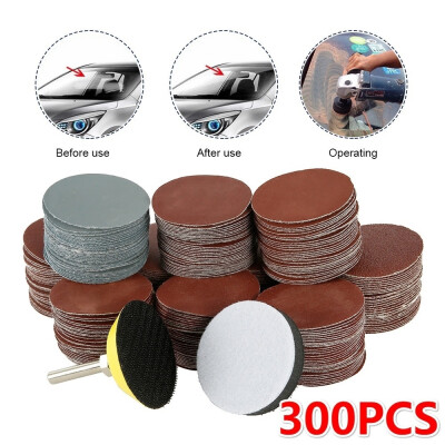 

100300pcs 80-3000 Grit 2" Sander Disc Sanding Polishing Pad Sandpaper Tool with Shank Backer Plate&Sponge Cushion