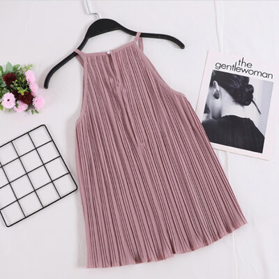 

Cosy Women Chiffon Tops Fashion Solid Color Sleeveless Ruched Camisole long Female clothes womens harajuku