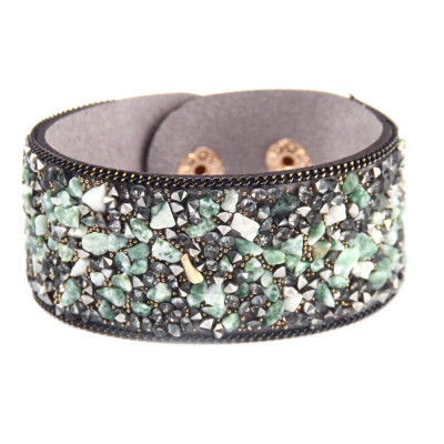 

Bling Rhinestone Leather Wrap Wristband Cuff Punk Crystal Bracelet Bangle Party