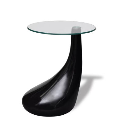 

Coffee Table with Round Glass Top High Gloss Black