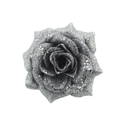 

3D Glittering Artificial Rose Flowers Head Fake Flowers Christmas Wedding Party Home Decorations