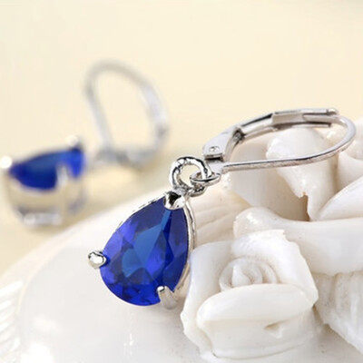 

Charming Water Droplet Cut Amethyst Dangle Drop Earrings Wedding Jewelry