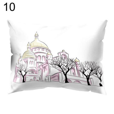 

Soft Pillow Case England House Pattern Cushion Cover Home Office Car Decoration