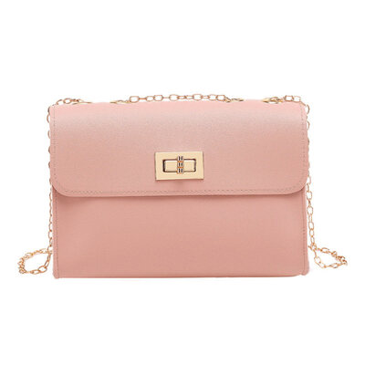 

Fashion Solid Color Twist Lock Chain Faux Leather Women Crossbody Shoulder Bag