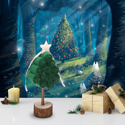 

Siaonvr Mini Trees with Snowmen Reindee with Wood Base Bottle Ornaments Decoration