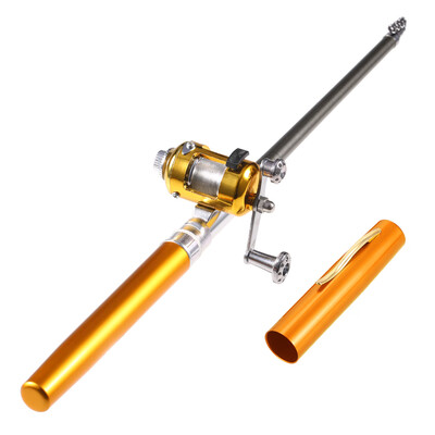 

Fishing Rod Reel Combo Set Mini Portable Pocket Pen Fishing Rod Pole Reel Aluminum Alloy Fishing Line Baits Jig Hooks
