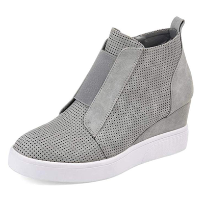 

Womens Heel Platform Casual Sneakers Zipper Wedge High Top Sports Shoes