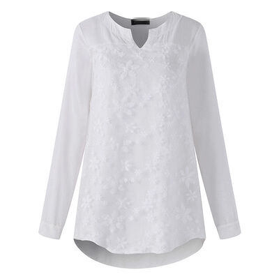 

Spring Summer Women White Shirt Long Sleeve Shirt Korean Lace Flower Embroidery Blouse Ladies Streetwear Elegant Women Tops