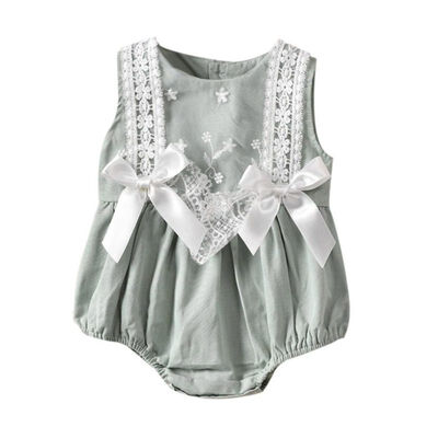 

Summer Newborn Baby Girls Romper Sleeveless Clothings Lace Floral Pattern Cotton One-Piece Romper