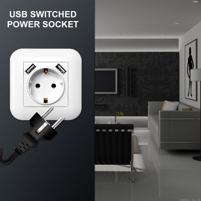 

Dual USB Port 5V 2A Electric Wall Charger Adapter EU Plug Socket Switch Power Dock Station Charging Outlet Panel